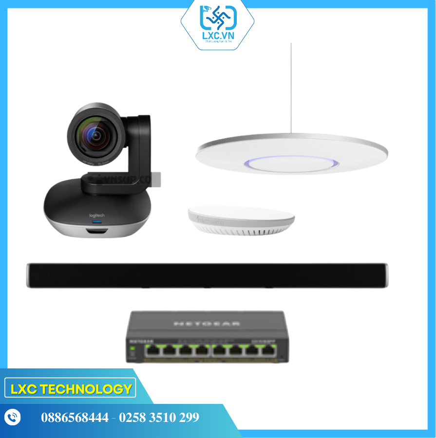 Bộ thiết bị hội nghị HuddleL1 (Logitech PTZ Pro2, Shure Stem Ceiling, Wall, Hub và Switch POE) | Chính hãng