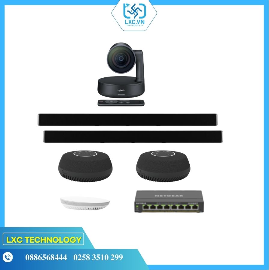 Bộ thiết bị hội nghị LargeL2 (Logitech Rally, Shure Stem Wall, Table, Hub và Switch POE) | Chính hãng