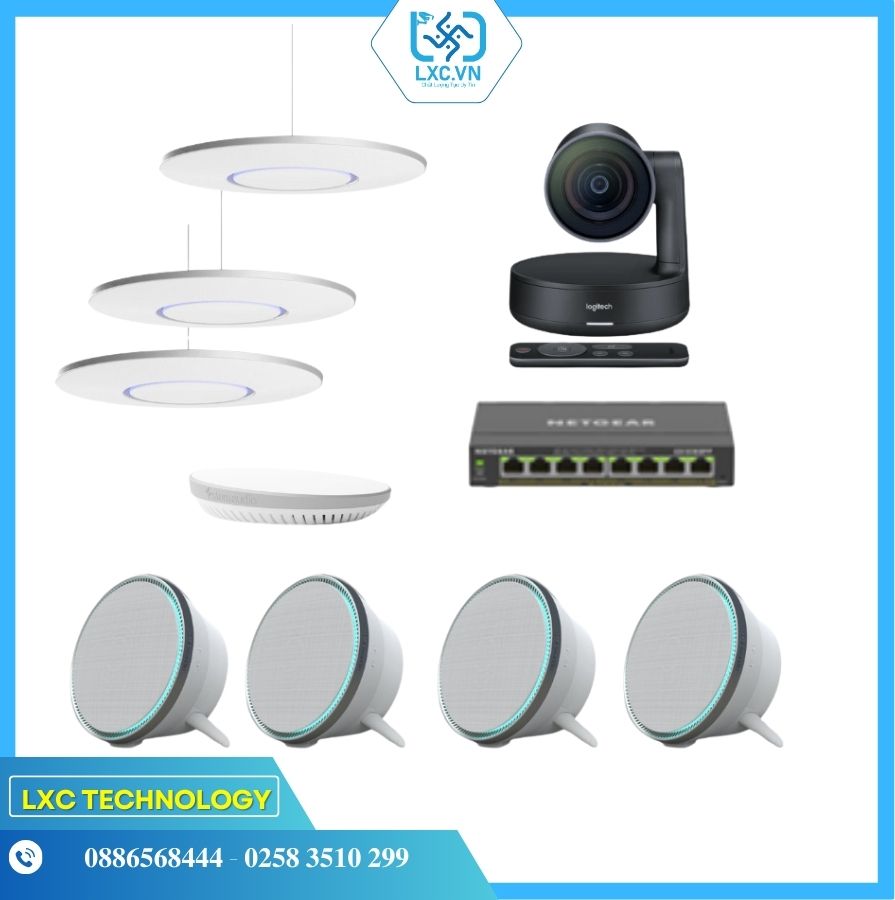 Bộ thiết bị hội nghị LargeL3 (Logitech Rally, Shure Stem Ceiling, Stem Speaker, Stem Hub và Switch POE) | Chính hãng