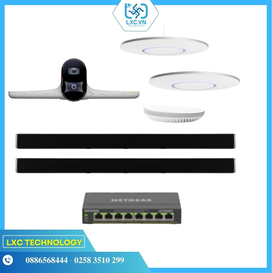 Bộ thiết bị hội nghị LargeP1 (Poly Studio E70, Shure Stem Ceiling, Wall, Hub và Switch POE) | Chính hãng