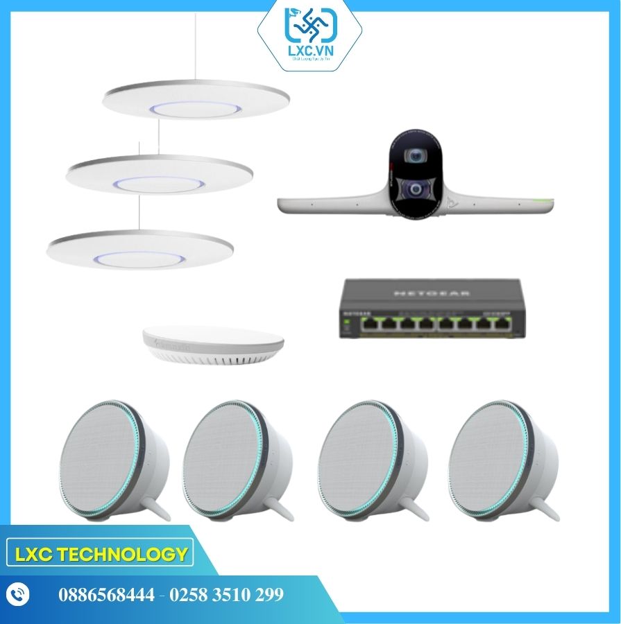 Bộ thiết bị hội nghị LargeP3 (Poly Studio E70, Shure Stem Ceiling, Stem Speaker, Stem Hub và Switch POE) | Chính hãng