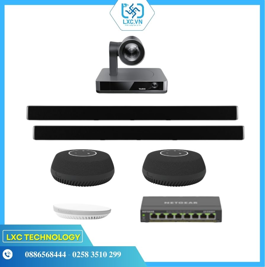 Bộ thiết bị hội nghị LargeY2 (Yealink UVC86, Shure Stem Wall, Table, Hub và Switch POE) | Chính hãng