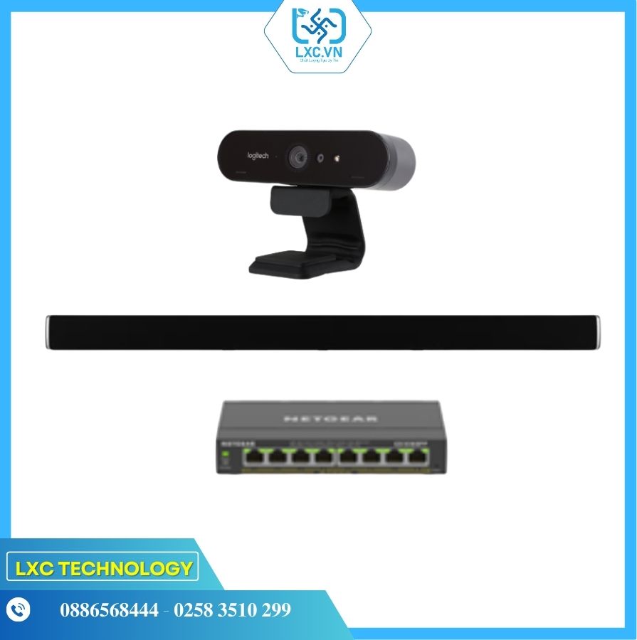 Bộ thiết bị hội nghị LogiSmall1 (Logitech Brio 4K + Shure Stem Wall + Switch POE) | Chính hãng