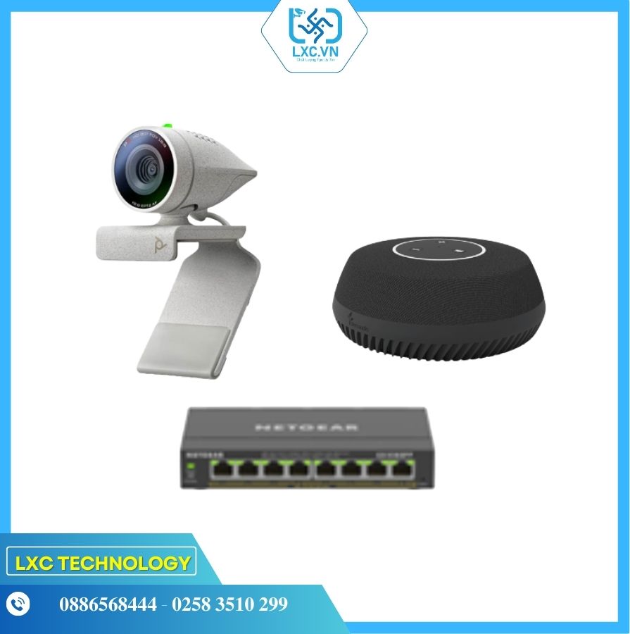 Bộ thiết bị hội nghị SmallP2 (Poly Studio P5 + Shure Stem Table+ Switch POE) | Chính hãng