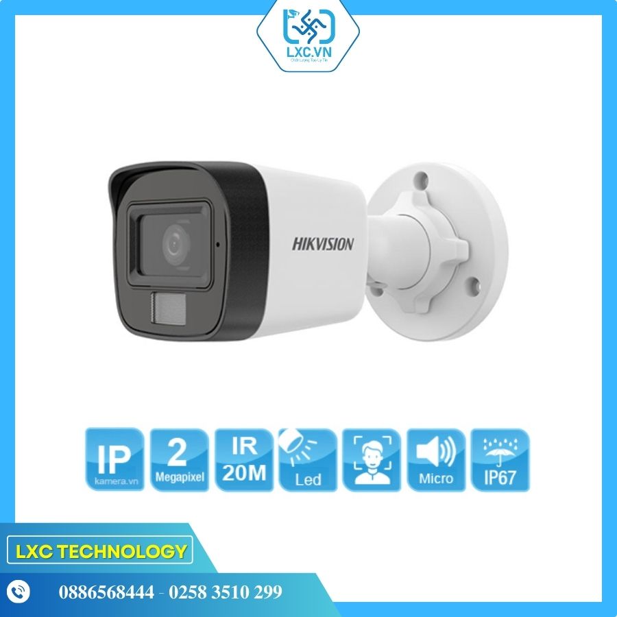 Camera IP trụ 2MP HIKVISION ống kính 2.8mm DS-2CD1021G2-LIU I Chính hãng