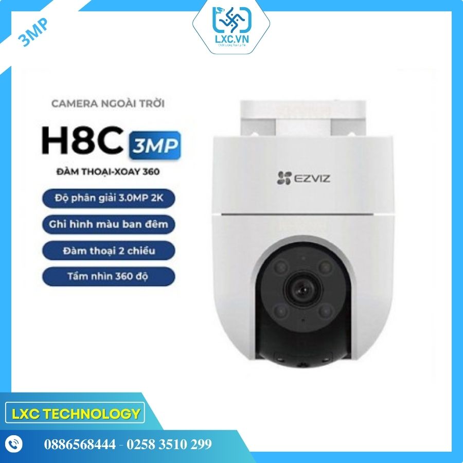 Camera Wifi EZVIZ quay 360 ngoài trời H8C Pro 2K (3.0MP) I Chính hãng