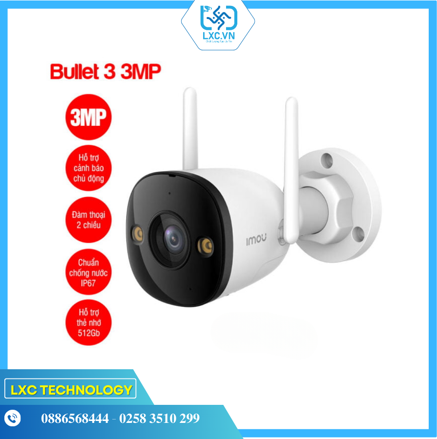 Camera Wifi ngoài trời Full Color iMOU IPC-S3EP-3M0WE (Bullet 3 3MP) | Chính hãng