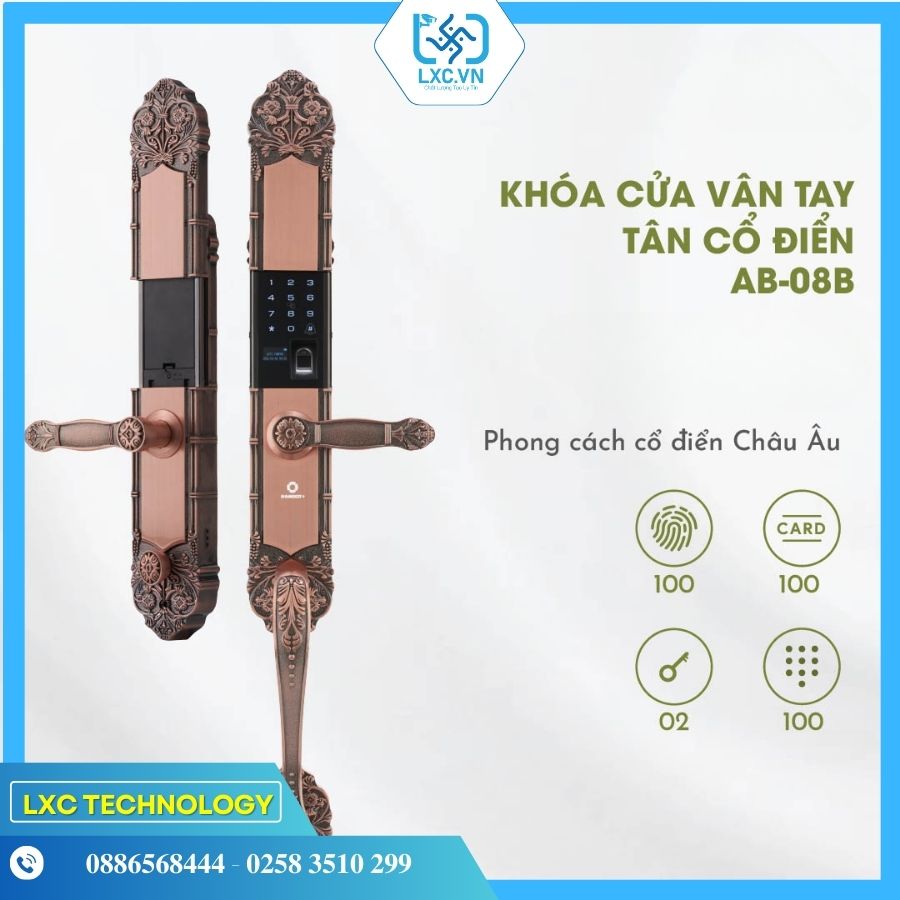 Khóa cửa vân tay tân cổ điển Homekit AB-08B I Chính hãng