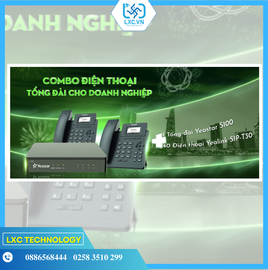Trọn bộ tổng đài IP Yeastar S100 và 40 điện thoại Yealink SIP T30 | Chính hãng